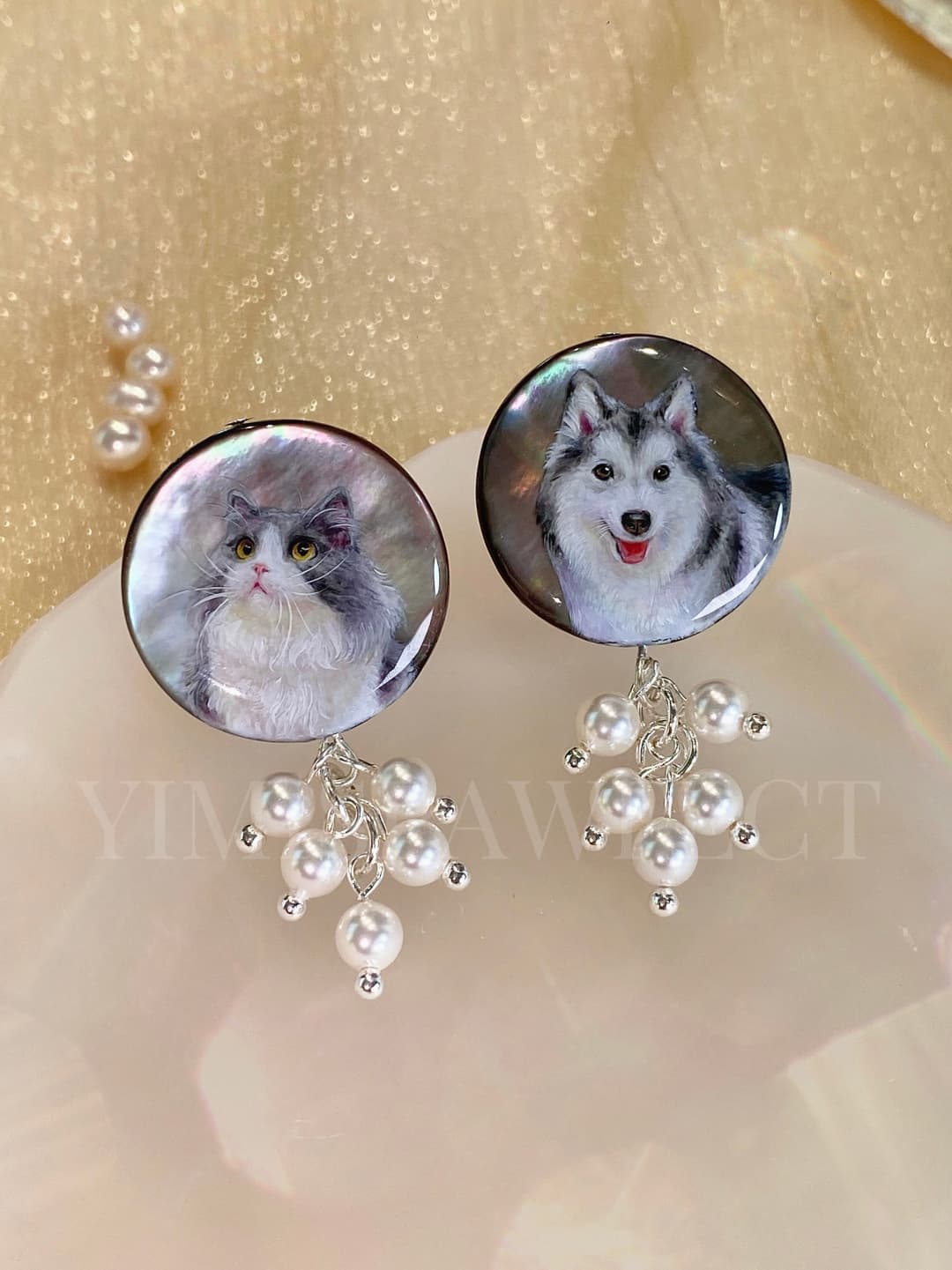 Custom Handpainted Pet Portrait Jewelry by Yimi's Pawfect