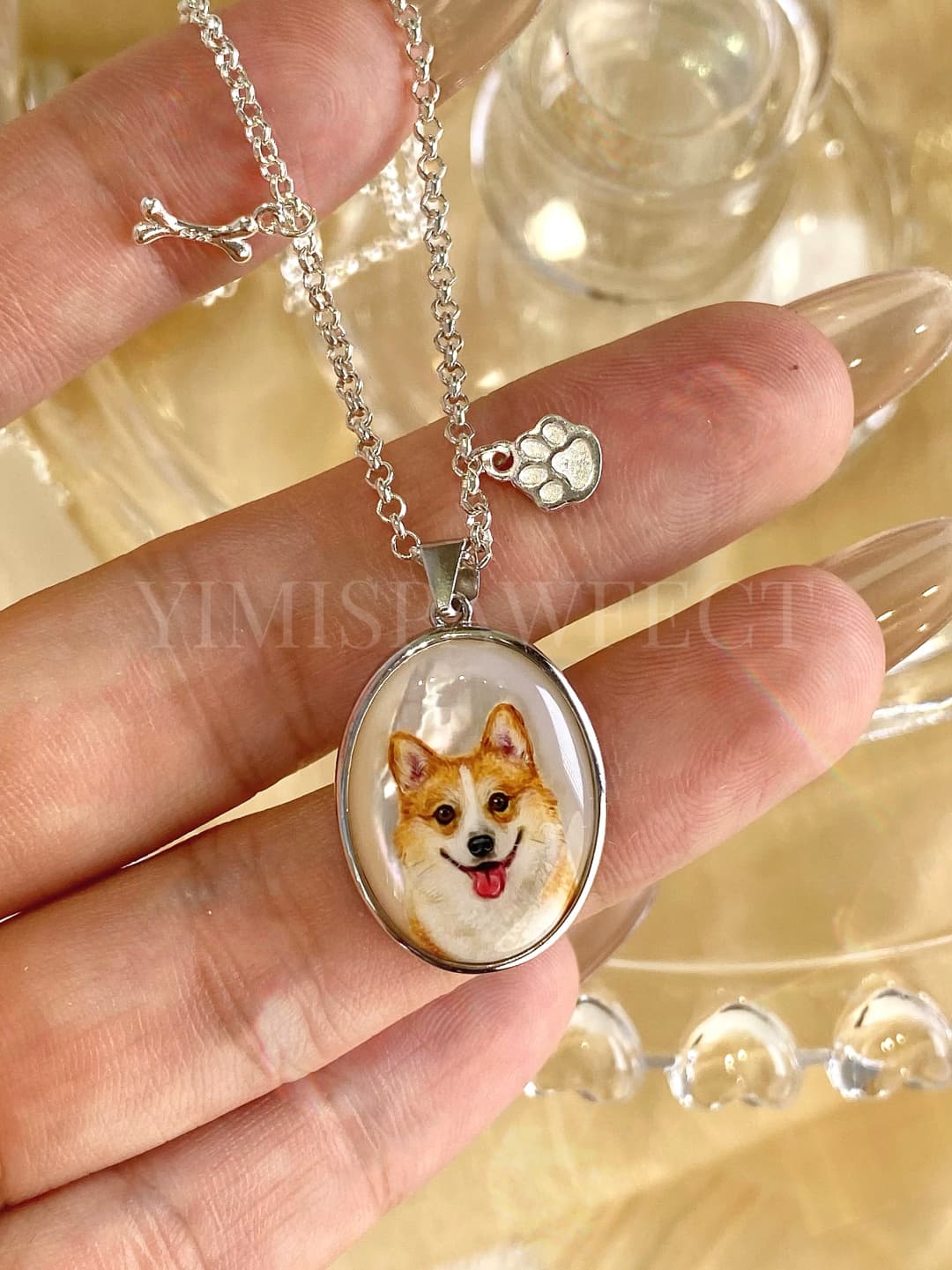 Custom Handpainted Pet Portrait Jewelry by Yimi's Pawfect