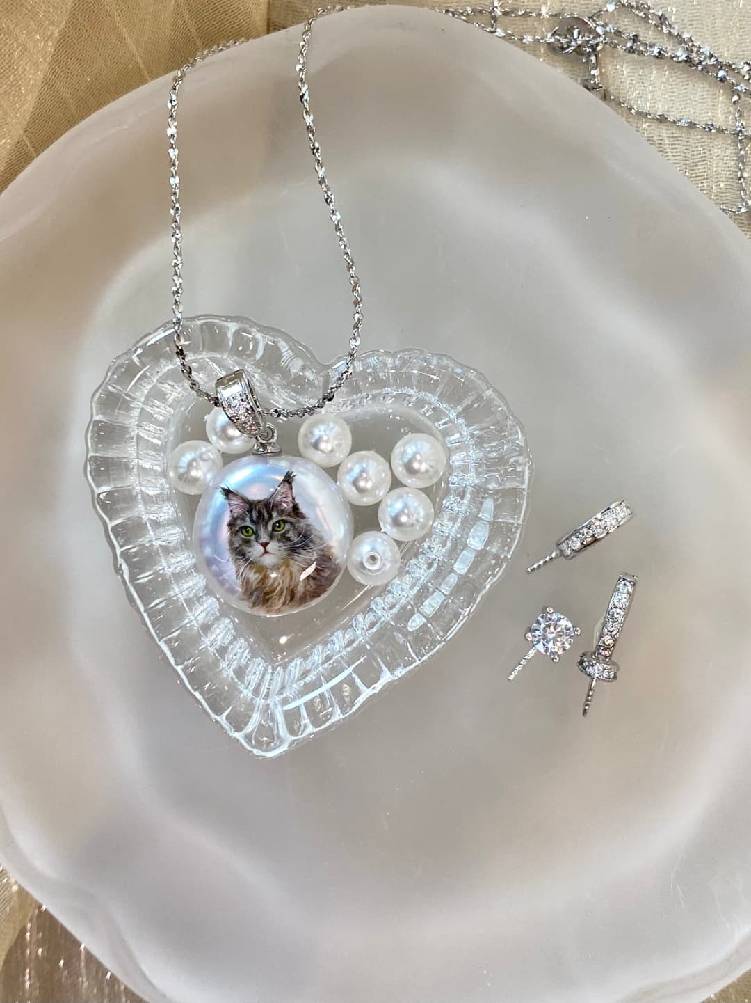 Hand-Painted Pearl & 925 Sterling Silver Necklace A15 - Image 7