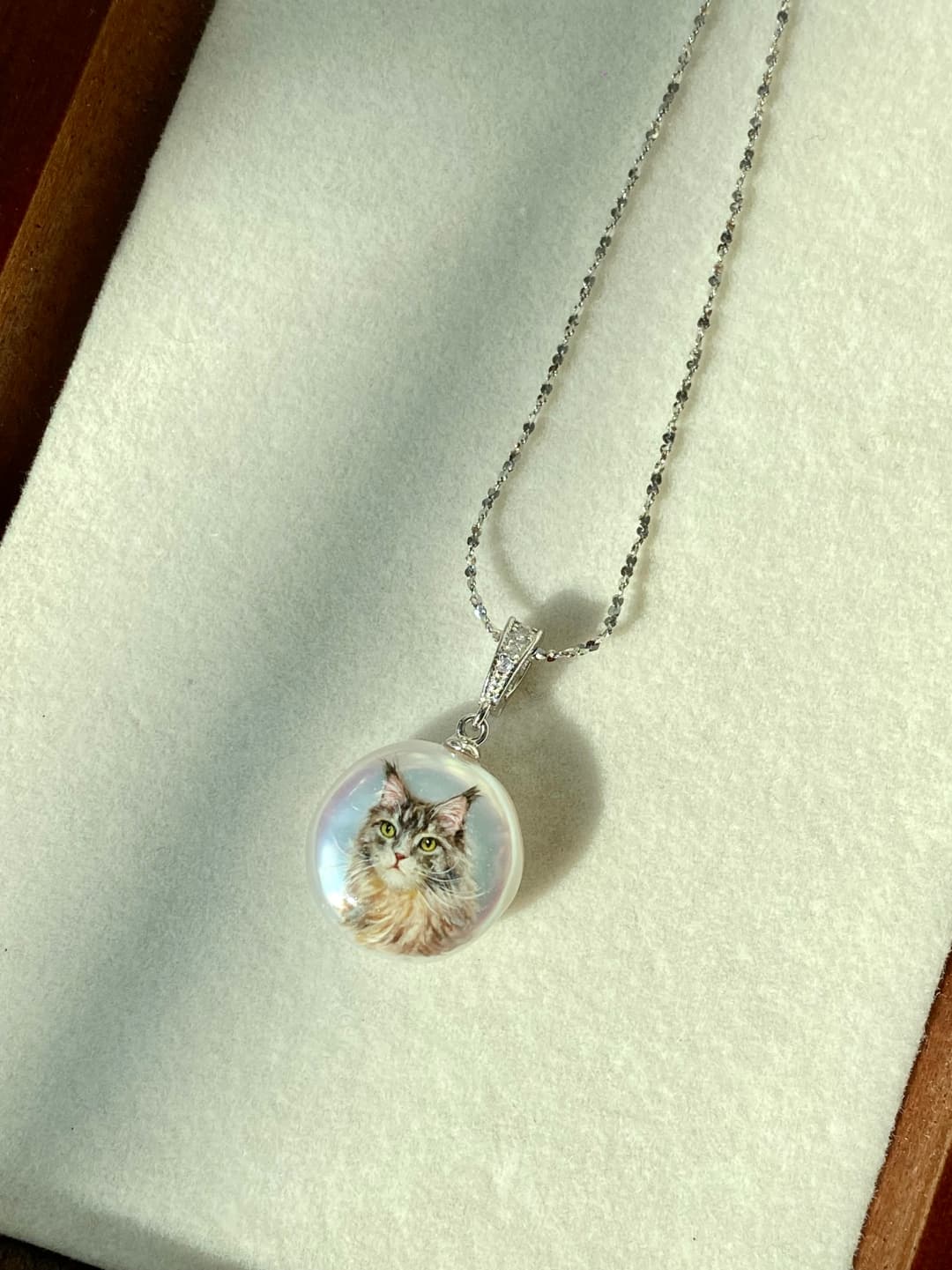 Hand-Painted Pearl & 925 Sterling Silver Necklace A15 - Image 2