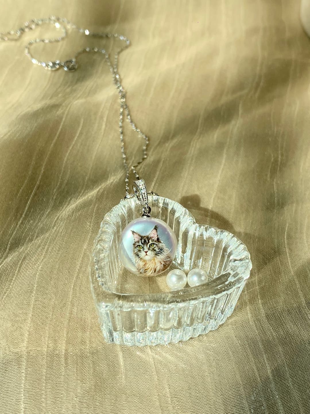 Hand-Painted Pearl & 925 Sterling Silver Necklace A15 - Image 4